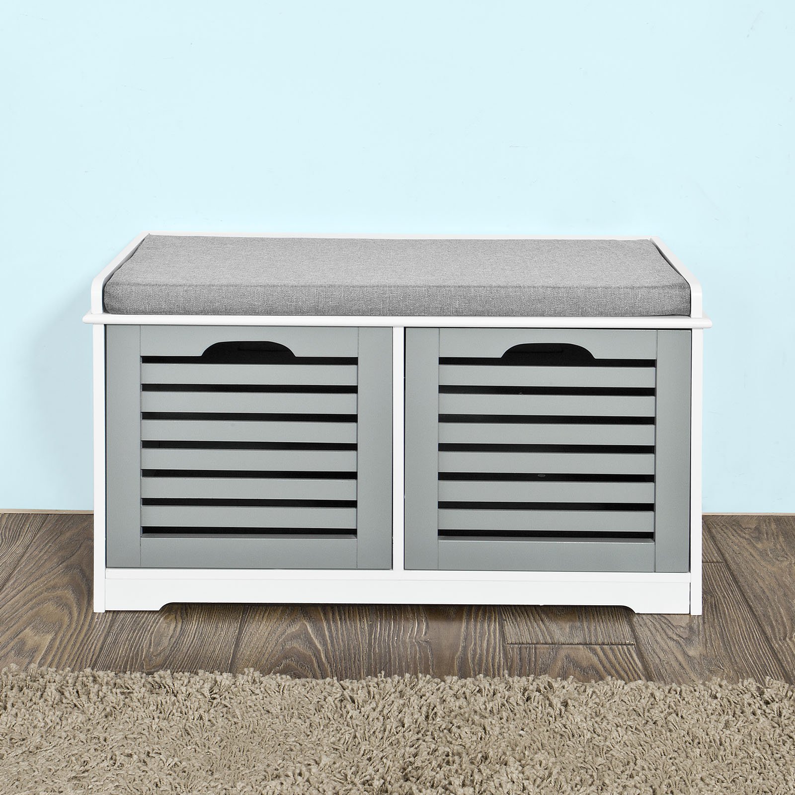 Buy Haotian FSR23K White Storage Bench with 2 Drawers & Removable Seat