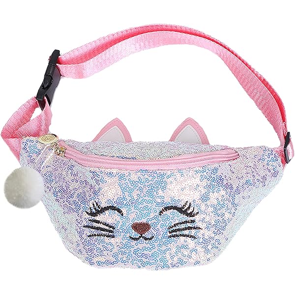 Girl's Unicorn Fanny Pack - Reversible Sequin Waist Bag For Kids, White Rainbow