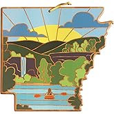 Totally Bamboo Arkansas State Shaped Cutting Board and Charcuterie Serving Platter with Artwork by Summer Stokes, Includes Hang Tie for Wall Display
