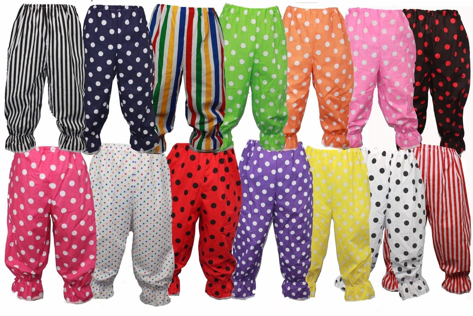 The Dragons Den White Red Spot Childrens Polka Dot Frilly Rag Doll Panto Clown Bloomers Fancy Dress