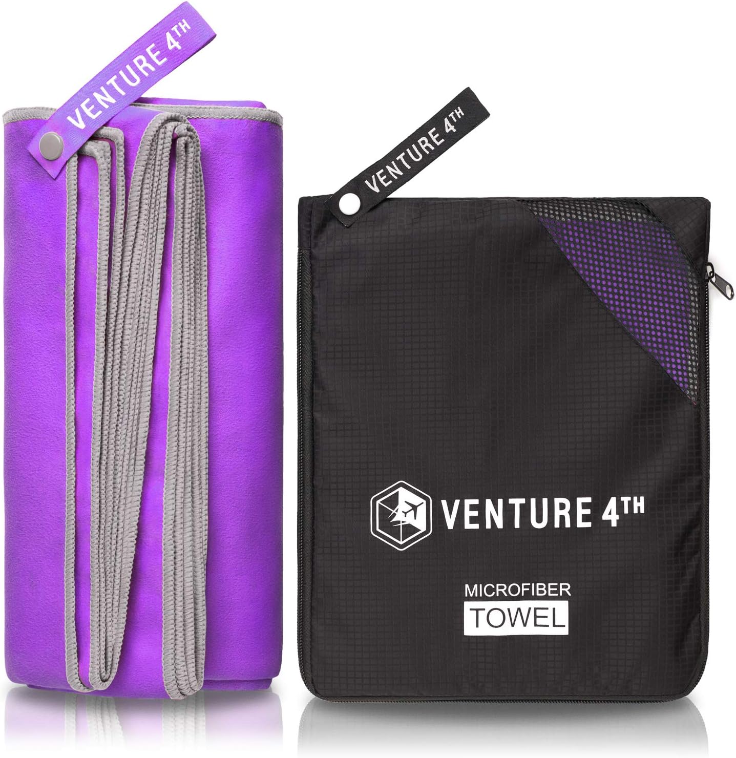 VENTURE 4TH Quick Dry Travel Towel - Fast Drying Ultra Soft Microfiber Towels - Essential for Camping, Backpacking, Yoga, Swimming, Gym, Sports and Beach - 3 Compact Sizes : Sports & Outdoors