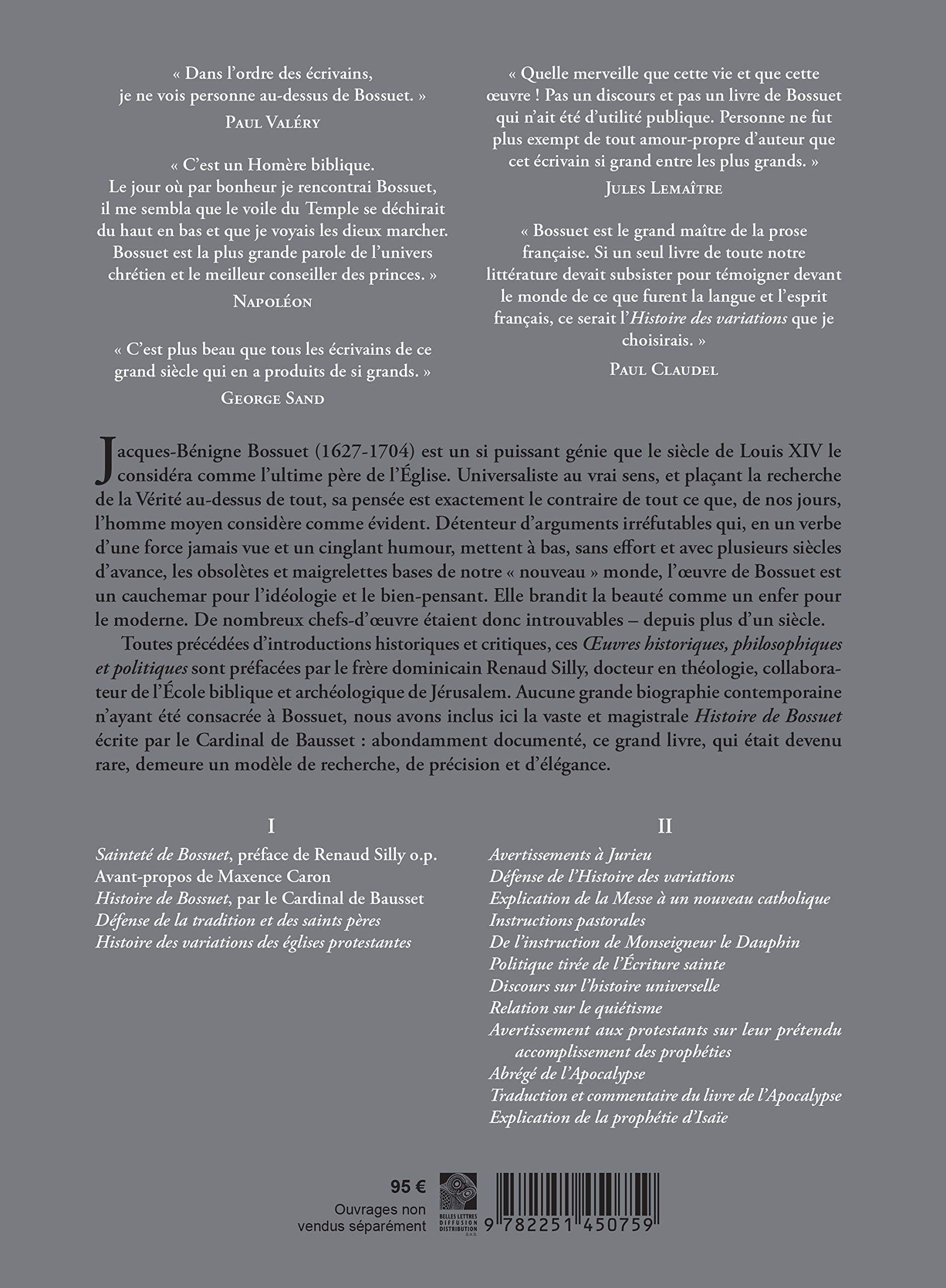 Amazon Fr Oeuvres Historiques Philosophiques Et Politiques Coffret En 2 Volumes Tomes 1 Et 2 Caron Maxence Bossuet Jacques Benigne Lachat Francois Silly Renaud Livres