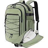 BAGSMART Carry On Backpack, 17.3 Inch Large Travel backpack Carry On Flight Approved, Personal Item Backpack Travel Bag With Shoe Bag, 27L Water Resistant Casual Daypack, Green