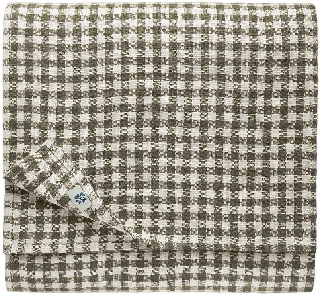 Linen & Cotton Gingham Tablecloth Estella - 100% Linen, White Grey (140 x 250 cm) Rustic Country Style Checked Table Linen Cloth Cover Fabric for Home Cottage Restaurant Hotel Summer Spring Easter โ image 1
