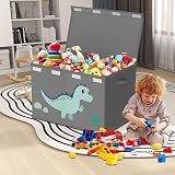 VERONLY Large Toy Storage Box with Lids Grey 83L Foldable 2 Handles view 2
