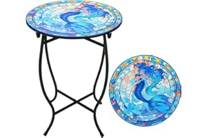 WEOGOT Patio Side Table, 14 Inch Weather Resistant Metal Side Table, Side Table for Patio Yard Porch Balcony Garden Bedside Plant Stand Indoor Outdoor, Small Round Outdoor End Table