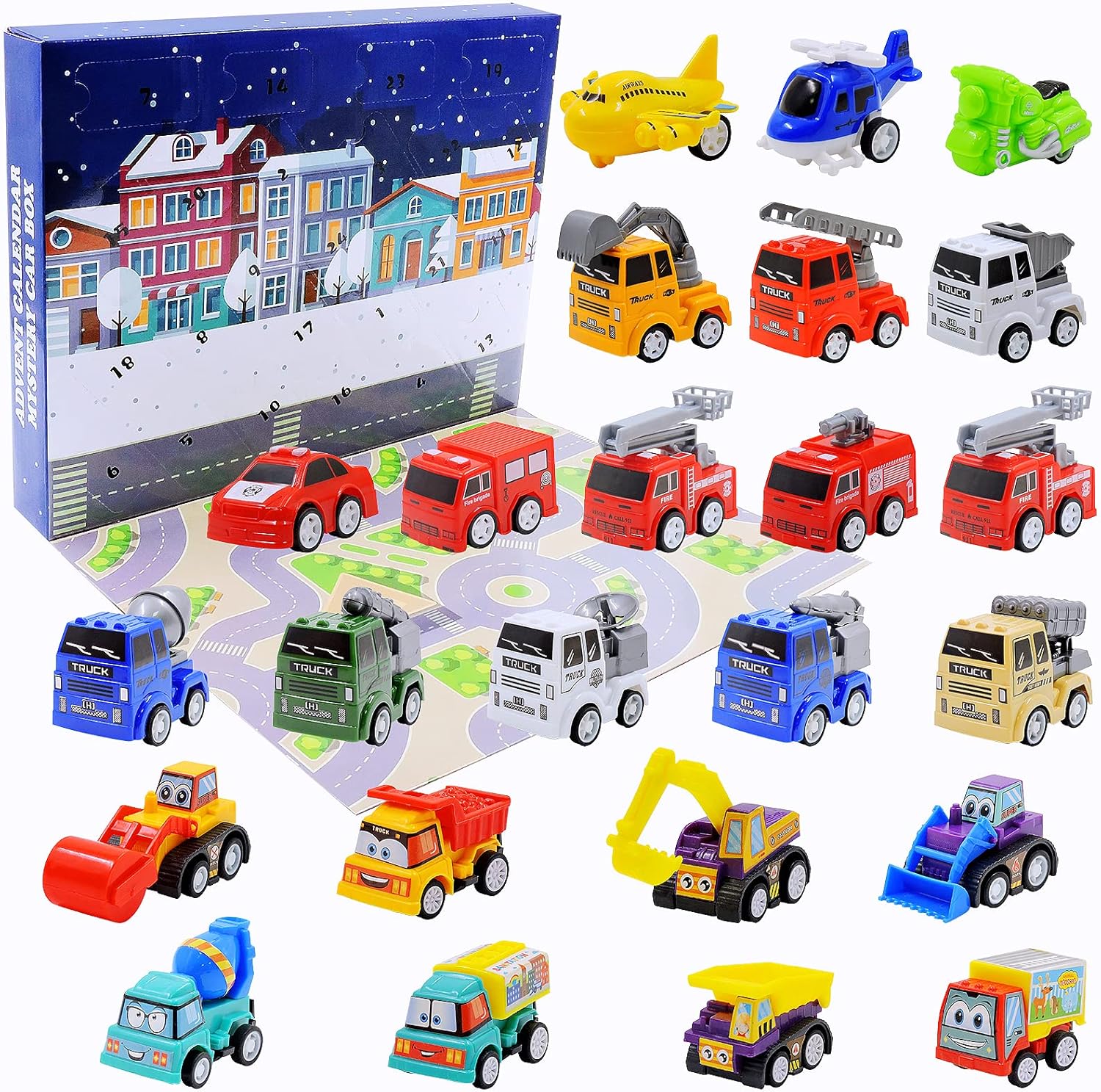 Advent Calendars - Advent Calendar 2023 Kids, Christmas Countdown Calendars with 24 PCS Pull Back Cars Vehicles Toys, Cars Stocking Stuffers Toys, Ideal Holiday Christmas Gifts for Boys Toddlers