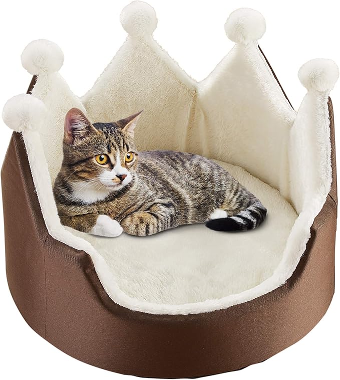 Collections Etc Fleece Lined CrownShaped Pet Bed with Rubber Bottom Pet Supplies