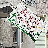 Jesus Is The Reason for The Season Flags Double Sided Christmas Flags 3x5 ft Christmas Nativity Decoration Xmas Religious Nativity Garden Banner for Home Yard Porch Indoor Outdoor Decor