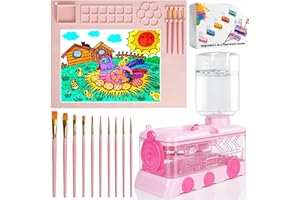 Paint Brush Cleaner, Painting Station with 10 Brushes, Washable Mat and Paint Water Dispenser, Paint Brush Rinser, Paint Brus