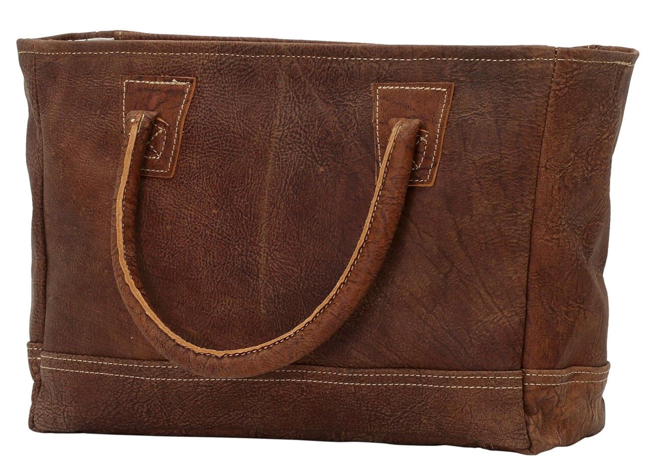 Myra Bags White Stitched Leather Bag S0795 Clothing