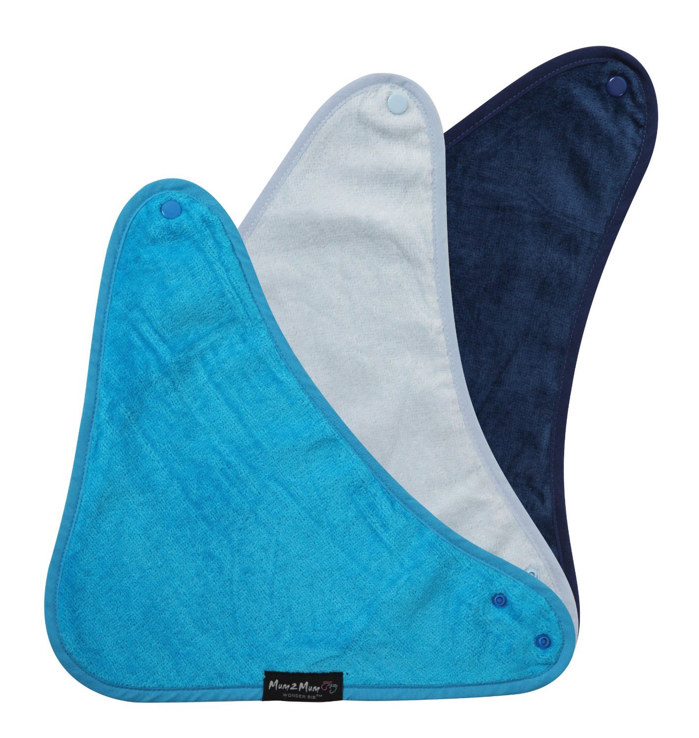 Mum 2 Mum Bandana Bib, 3 pack - Navy, Baby Blue, Teal