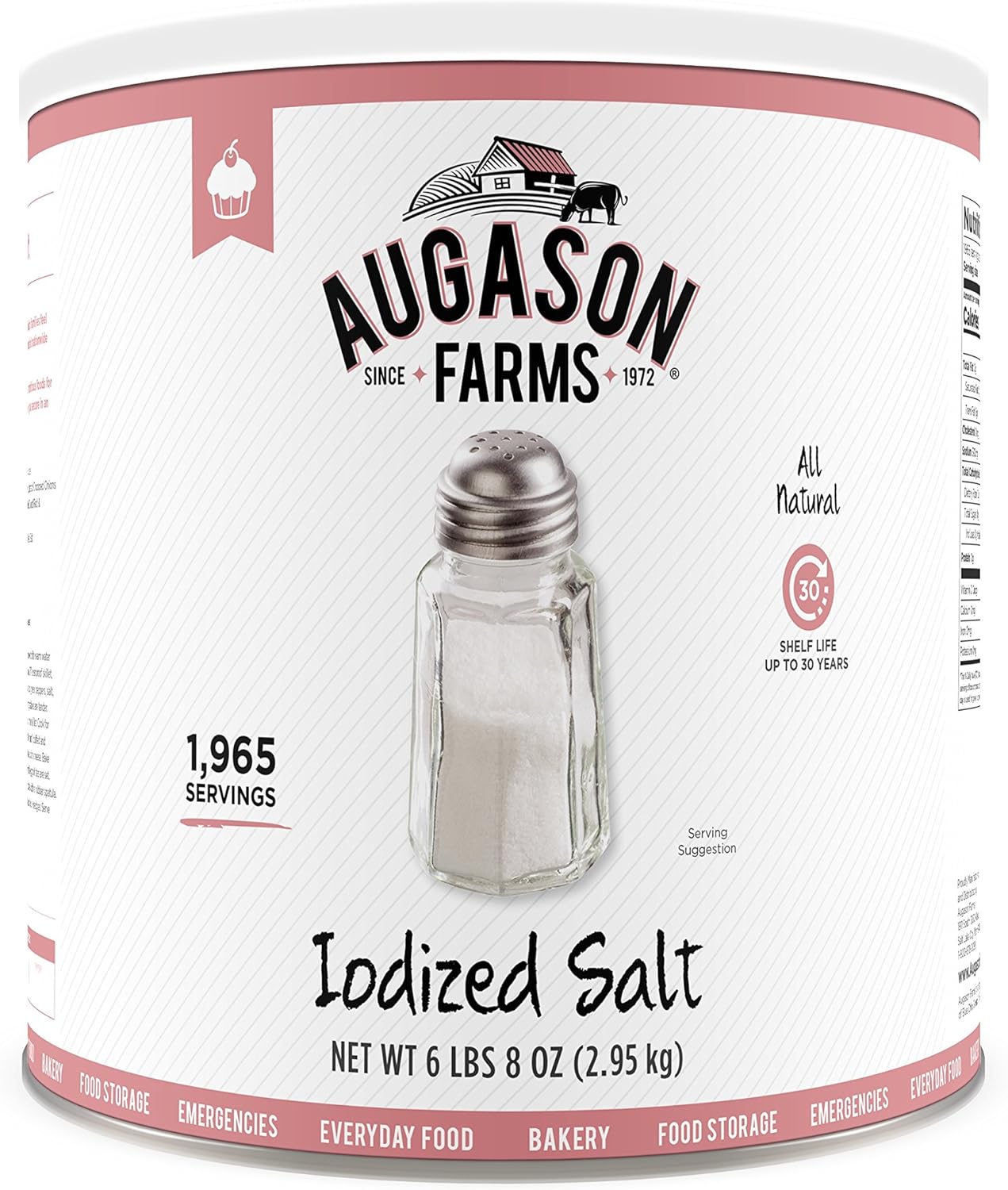 Augason Farms Iodized Salt 6 lbs 8 oz No. 10 Can