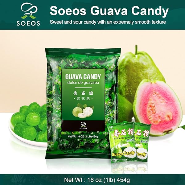 SOEOS GUAVA CANDY, CLASSIC SERIES CHINESE GUAVA HARD CANDY, HOLIDAY CANDY 16 OZ (PACK OF 1)