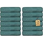 Premium Wash Cloths Pack of 12 (13" x 13") 100% Ring Spun Cotton | Luxury Washcloths | Ultra Soft Face Towels | Highly Absorbent Wash Cloths for face (Teal)