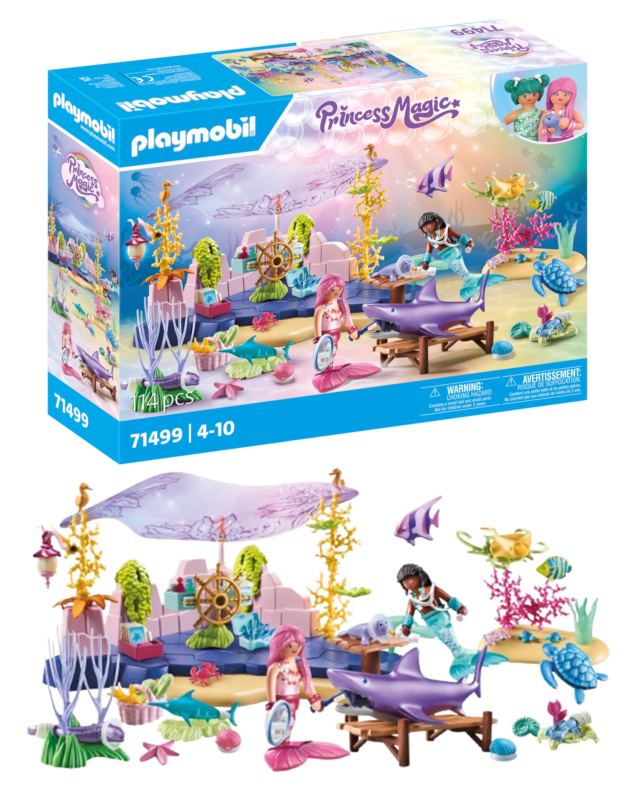 PLAYMOBIL Princess Magic 71499 Centro di Cura per Animali marini, Cure amorevoli, Giochi di Ruolo Divertenti, Giocattolo per Bambini dai 4 Anni in su