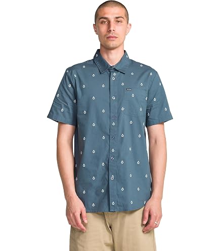 Volcom Men's Long Sleeve Woven Button-up Shirt, Casual Or Dress Shirt for Work & Everyday Wear, Merlot, S : Clothing, Shoes & Jewelry