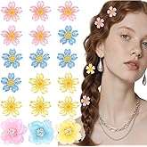 15PCS cherry blossom hair clip & 3PCSCamellia Flower y2k Hair Clips Set - Pink Blue Yellow Hard Floral Barrettes, Birthday Accessories Cute Flower Hair Clip for Toddler/Kids Girls
