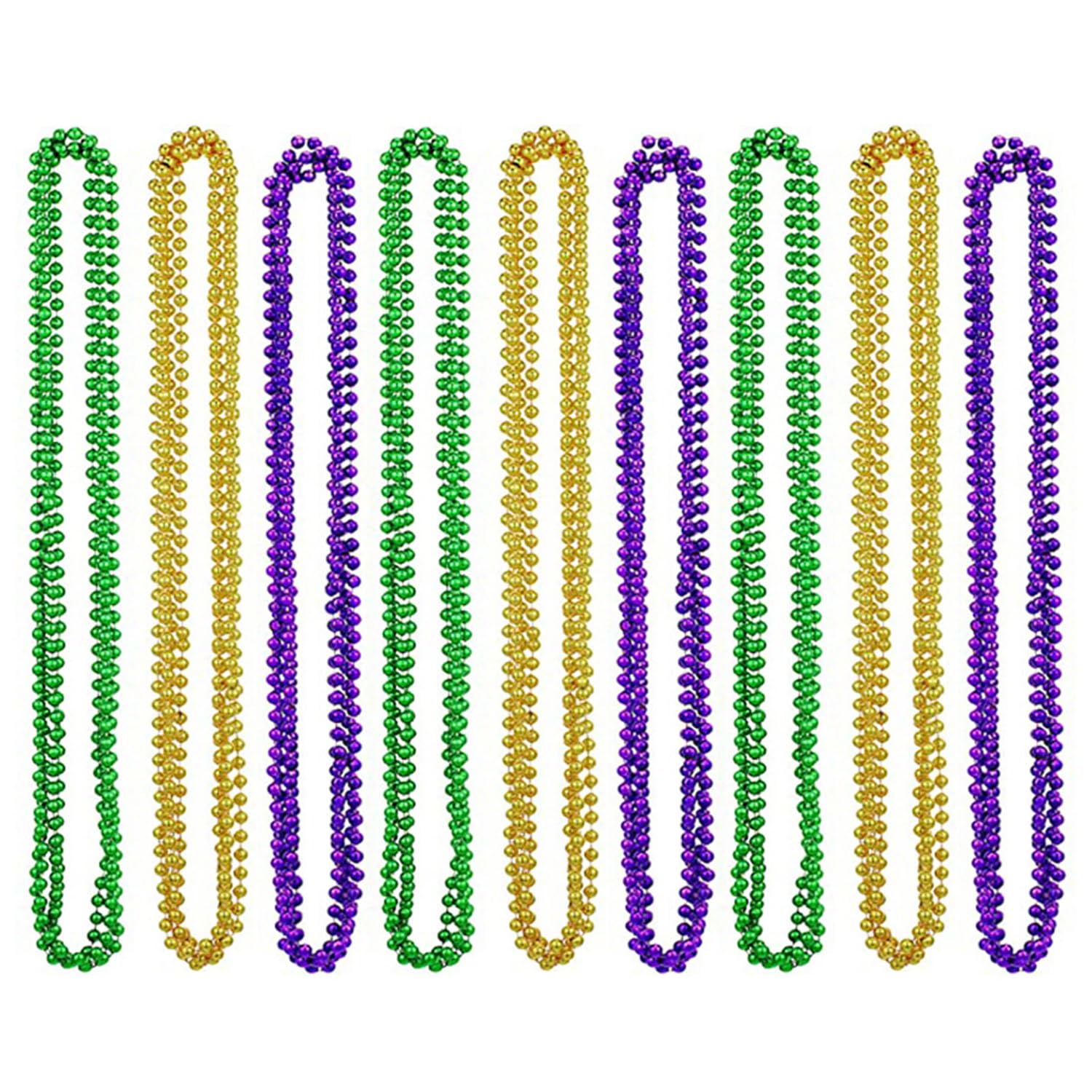 RmKbe 24 Pieces Mardi Gras Beads Necklaces Metallic Colorful Bead Necklace Parade Throws Party Decorations for Men Women