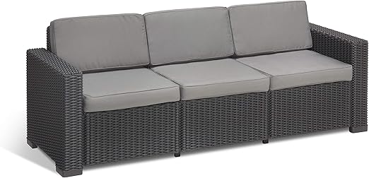 Allibert California Salon De Jardin Canape 3 Places Avec Coussins