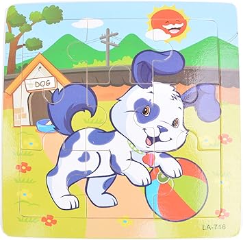 Tiny Souls Wooden Puzzle Dog Playing with Ball