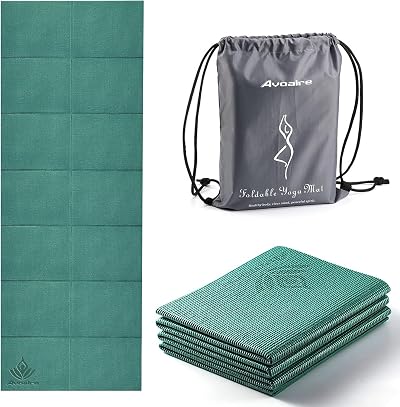 Avoalre Travel Yoga Mat Non Slip Foldable 5mm Green Portable Gym Mat