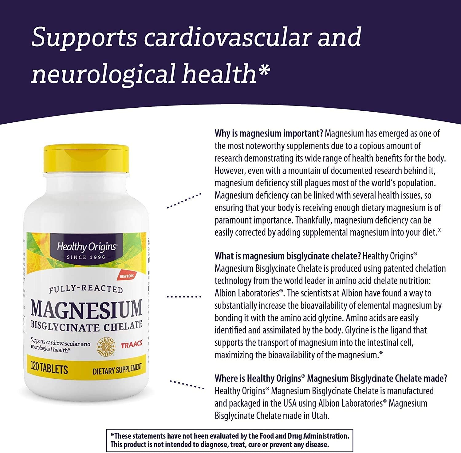 Healthy Origins Magnesium Bisglycinate Chelate, 120 Count: Health & Personal Care