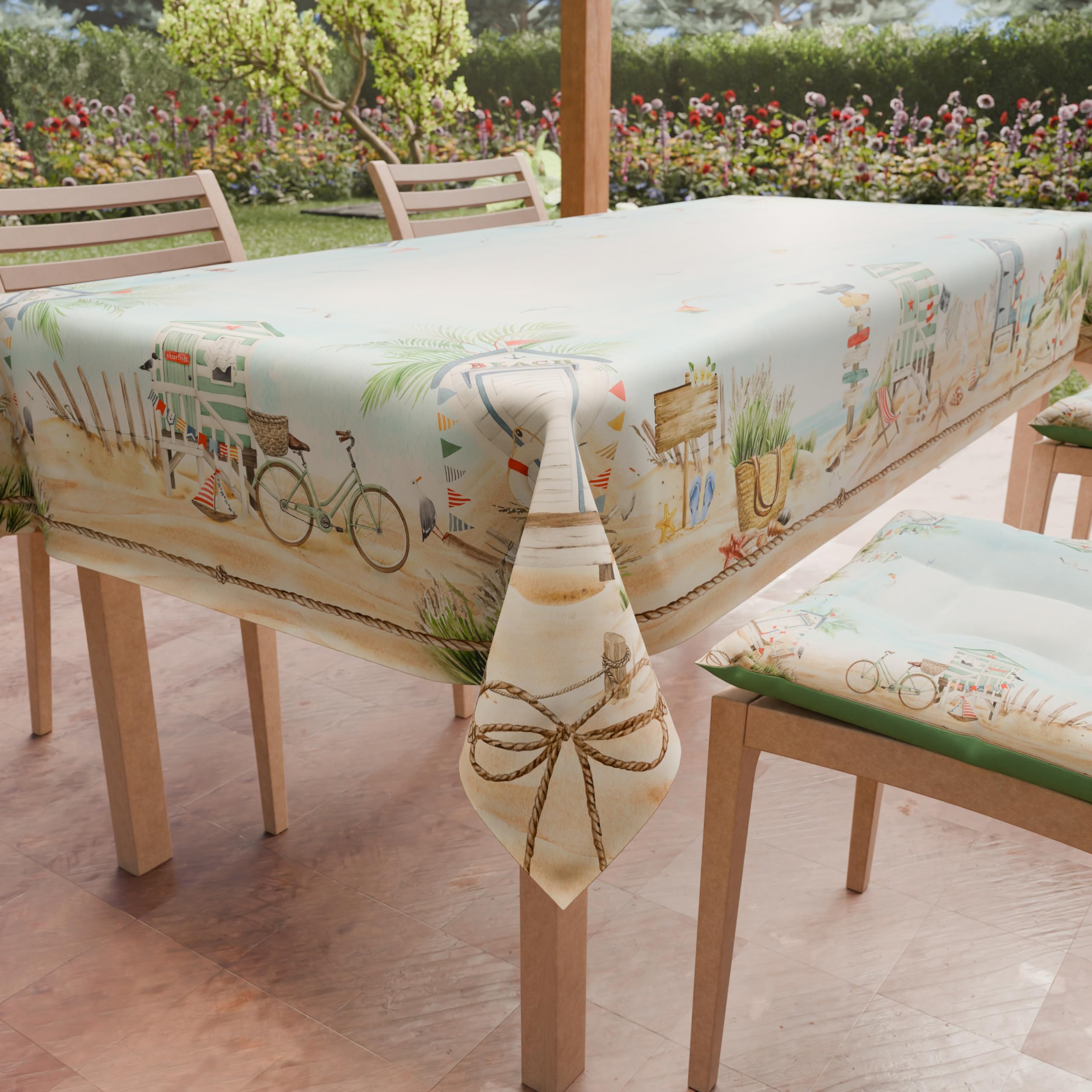 PETTI Artigiani Italiani - Rectangular Anti-Stain Tablecloth Kitchen Beach Design X12 Seater (140 x 240 cm) 100% Made in Italy
