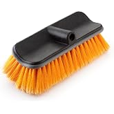 Hard Bristle Deck Scrub Brush Heavy Duty (Pole Sold Separately) | Concrete Scrub Brush for Exterior House Cleaning // Screw On Floor Brush Scrubber Fits Standard Acme Threaded Extension Poles