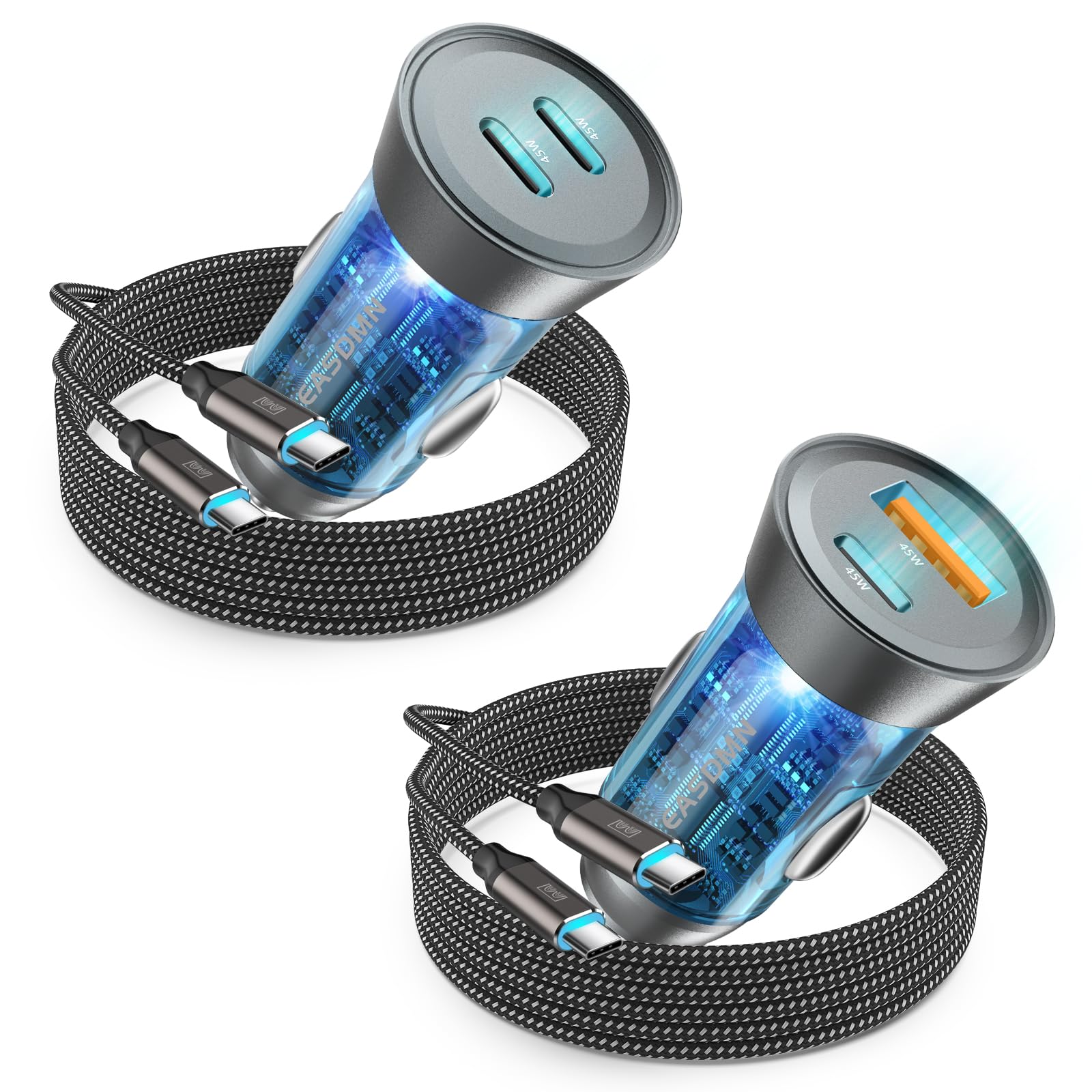 Photo 1 of 2-Pack 90W USB C Super Fast Car Charger, Dual-Port [PD/PPS 45W & QC 45W] Car Cigarette Lighter USB Charger Adaper for Samsung Galaxy S25 Ultra/S25+/S24 Ultra/S23+/S22,Note 20/10+,Tab S9/S8, iPhone 15…