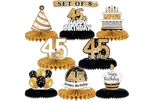 LINGTEER Happy 45th Birthday Table Honeycomb Centerpieces Cheers to 45th Birthday 45 Years Old Party Table Decorations Gift Sign.