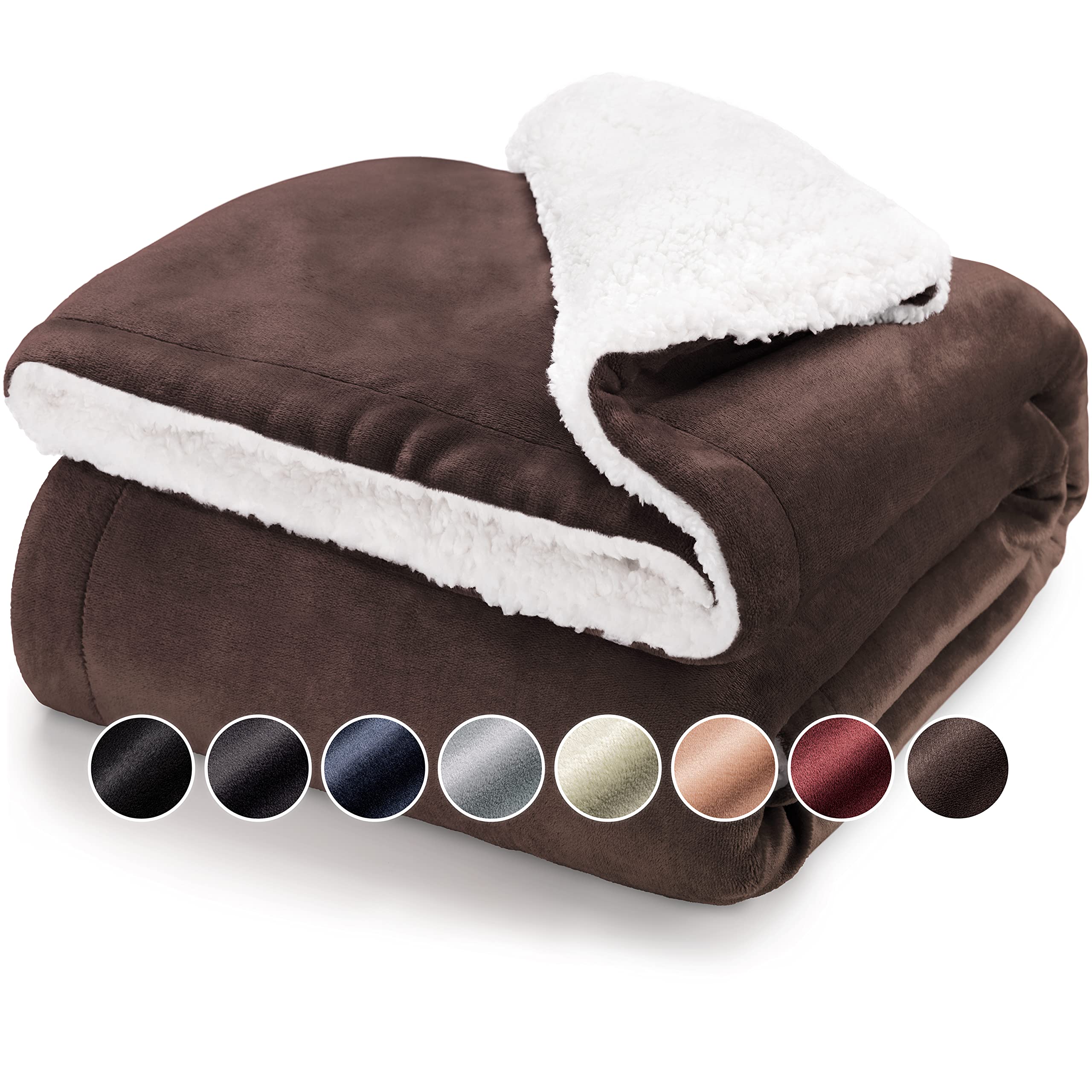 Blumtal Sherpa Fleece Blanket - Super Fluffy and Thick Throw Blanket for Bed and Sofas - Twin/Double, 200 x 150 cm, Dark Brown