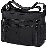 Haytijoe Nylon Crossbody Bags for Women Multi Pocket Cross Body Purse | Lightweight Shoulder Handbags, Ladies Pocketbooks with Lots of Pockets, Medium Cross Body Bag for Woman Everyday Travel
