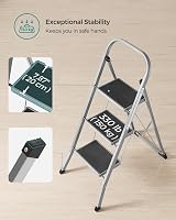 SONGMICS 3-Step Folding Ladder Dove Grey Safety Lock 150 kg view 5