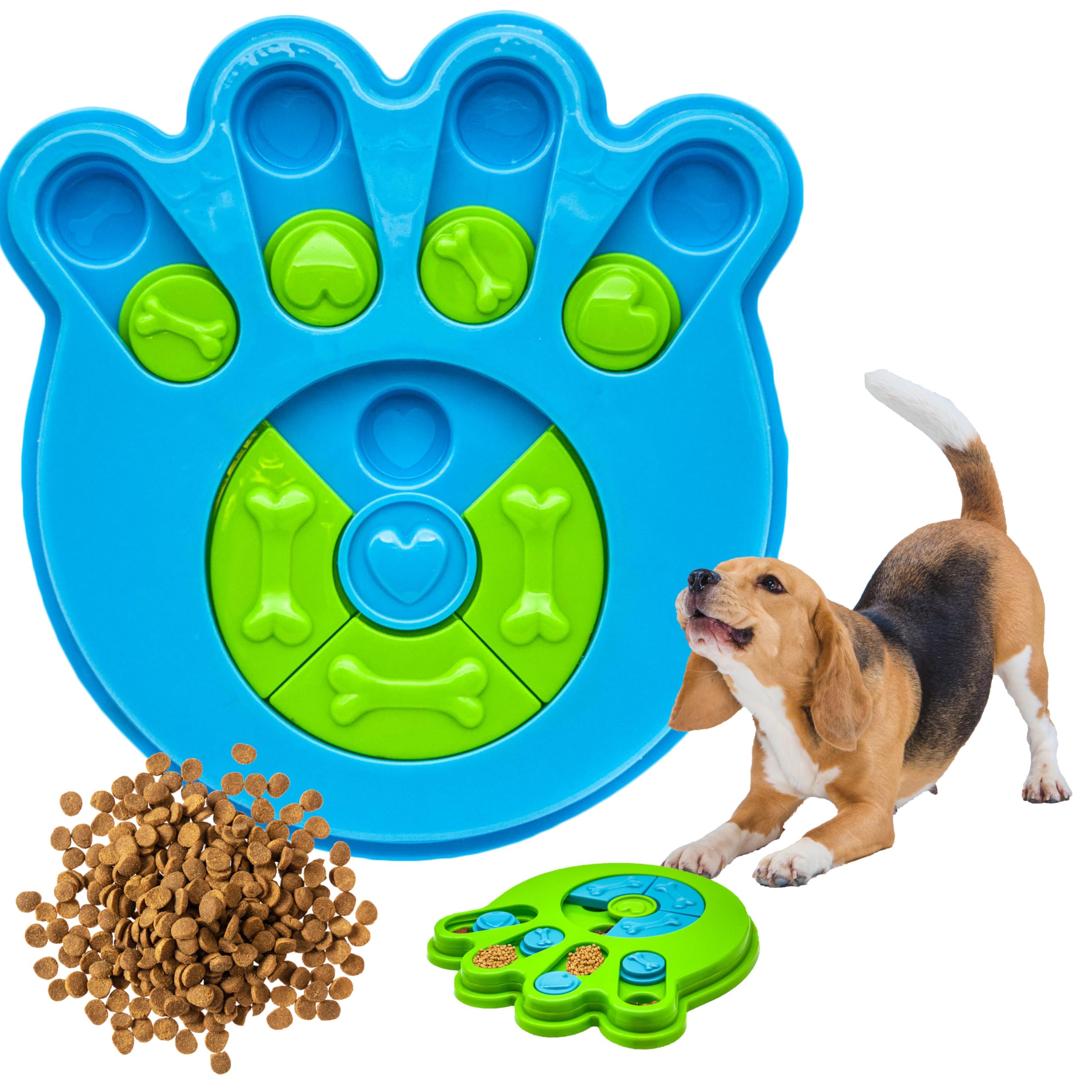 Petopedia Dog Puzzle Toy – PAW shape Feeder for Dogs – Interactive Toys for Boredom, Treat Dispensing, Hide, Seek, Training Enrichment, Slow Feeding, Gifts (Blue, Paw)