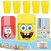 SpongeBob Party Supplies Pack for 16 – 9" Lunch/Dinner Plates, Dessert Plates, Cups, Napkins, Table Cover & Birthday Candles – SpongeBob Party Decorations for Kids Birthday