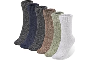 6 Pairs Thermal Socks for Men,Thick Walking Hiking Socks for Men Winter Warm Cozy Crew Socks Cold Weather Thick Boot Socks