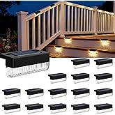 Solar Deck Lights Outdoor, Solar Step Lights Waterproof, 16 Pack Warm White | Step Lights Waterproof Outdoor for Deck, Step, Fence, Wall, Patio, Yard, Pool, Pathway and Stairs