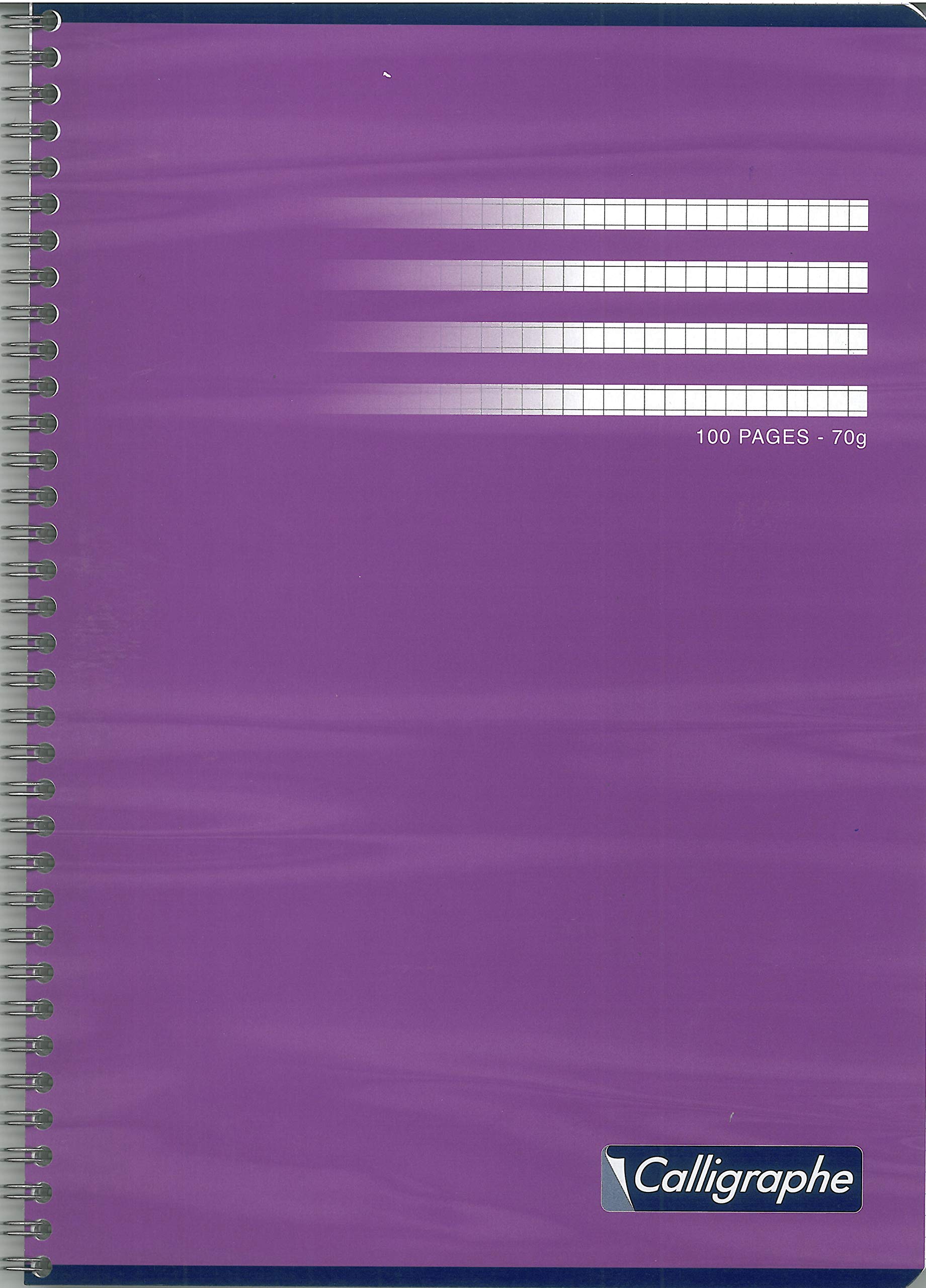 Calligraphe 2407C Set of 10 Spiral Notebooks (Clairefontaine) A4 21x29.7cm - 100 Small Squares Pages - 70g White Paper - Varnished Card Cover - Random Colours