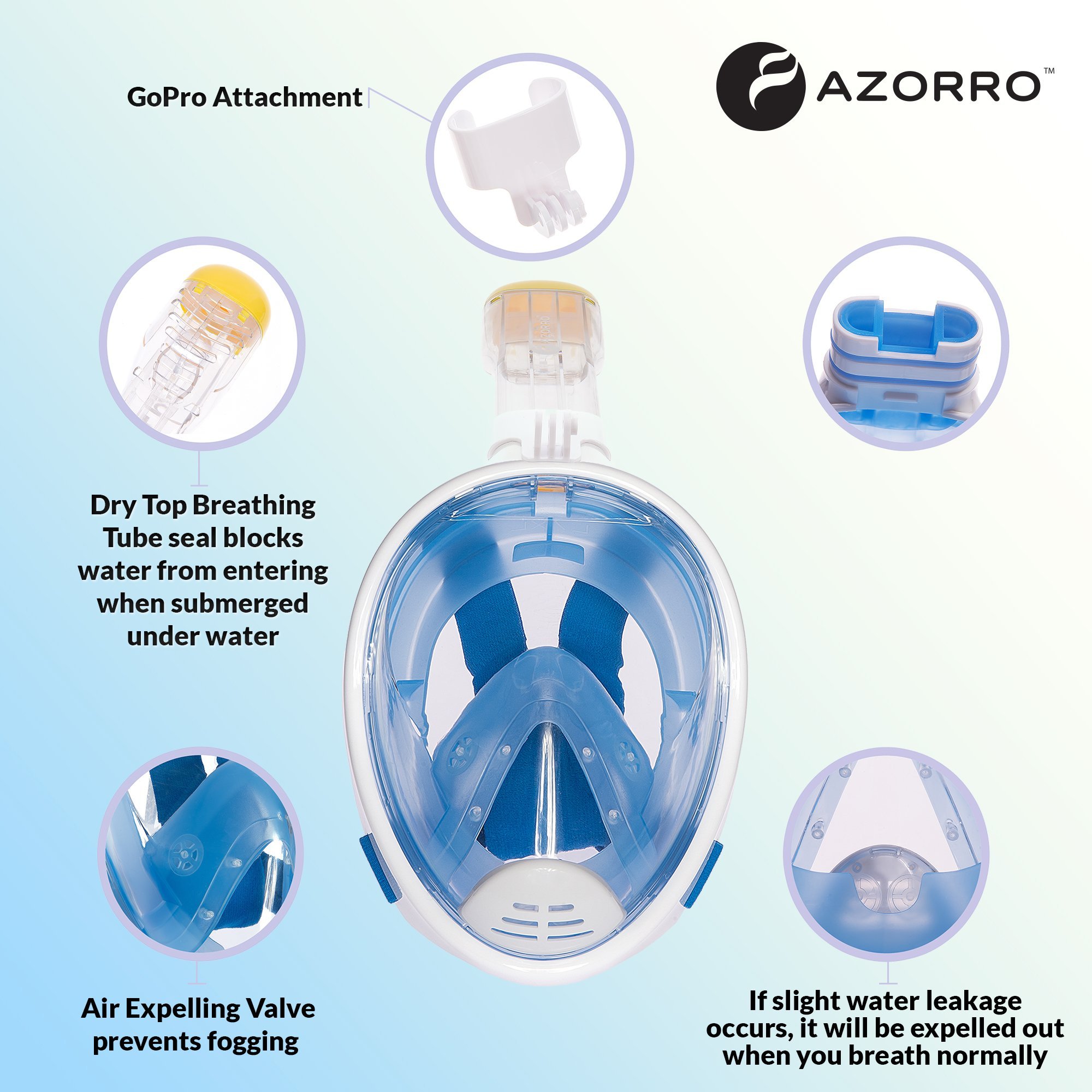 [TOP RATED] Snorkel Mask With GoPro Mount By Azorro Full Face