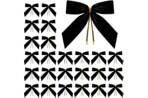 Artmag 24 Pcs Velvet Christmas Bows for Christmas Tree, Wreath, Garland, Gift Wrapping, Crafts, Wedding, Party, Twist Tie Bow