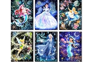 RYMILIE 6 Pack Diamond Painting Kits, 5D Princess Diamond Art Kits for Adults Beginner, Full Drill Diamond Dots Art, Home Wall Decor, 12x16inch