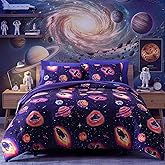 Twin Kids Comforter Set - 5 Pieces Twin Bedding Sets for Boys Teen, Outer Space Rocket Bed in A Bag with Sheets