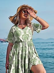 IN'VOLAND Plus Size Womens Summer Casual Boho Dress