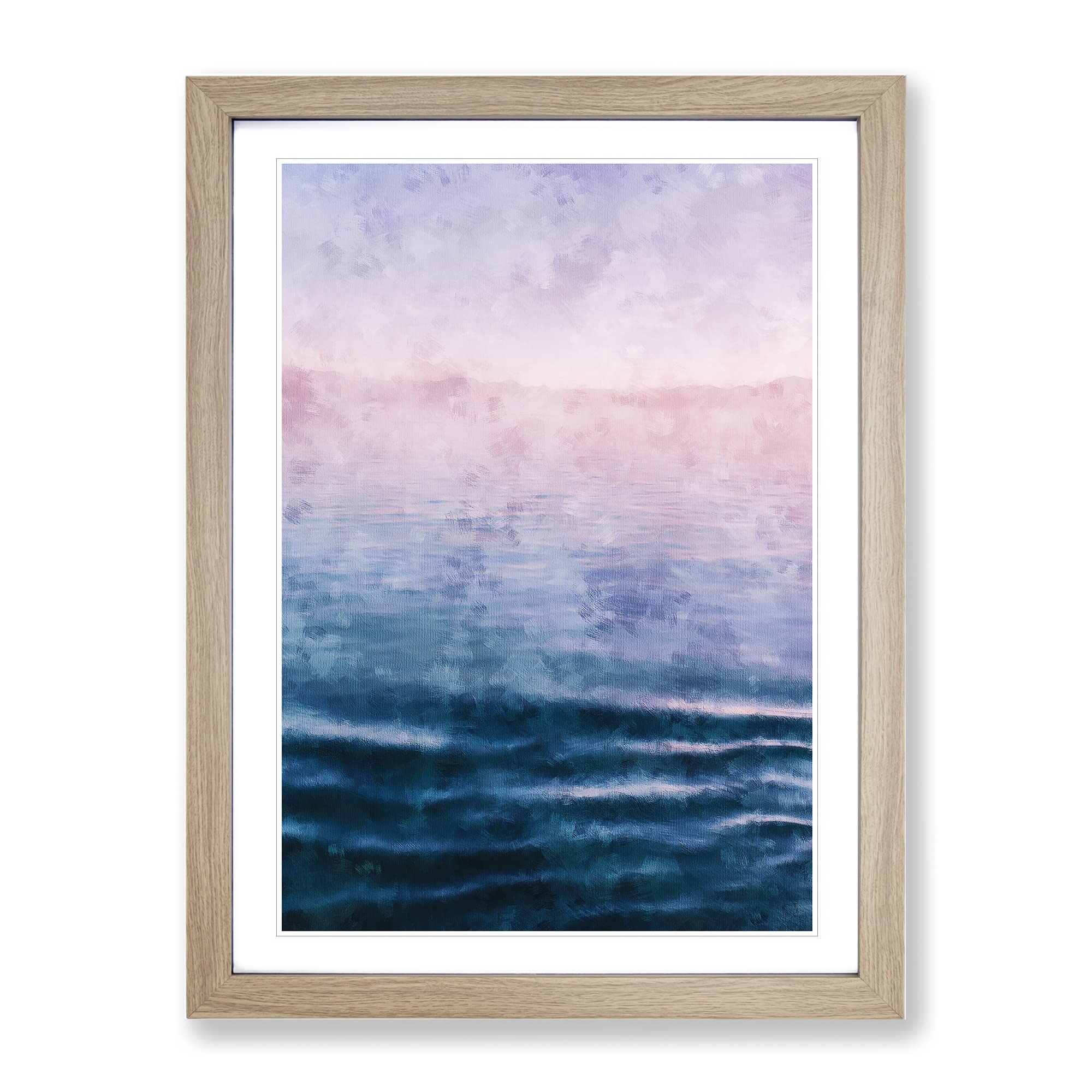 Lake Garda Italy Painting Modern Framed Wall Art Print, Ready to Hang Picture for Living Room Bedroom Home Office Décor, Oak A4 (34 x 25 cm)