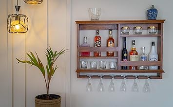 Timberly Wooden Bar Wall Shelf Wine Glass Holder Rack Wall Mounted Wine Rack Color Walnut 38 25 Inch Standard Between 20 40 In Width 30 40 In Height Amazon In Home Kitchen