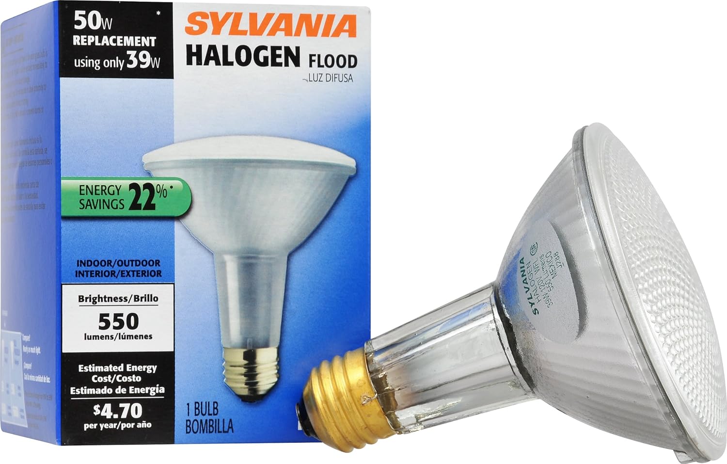 SYLVANIA Capsylite Long Neck Halogen Bulb Dimmable / PAR30 Reflector Wide Flood Light (50W