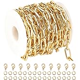 UMAOKANG 16.4 Feet Light Gold Plated Aluminum Chain for Jewelry Making Large Paperclip Chain for Men and Women Necklace Bracelet DIY Jewelry Supplies Findings