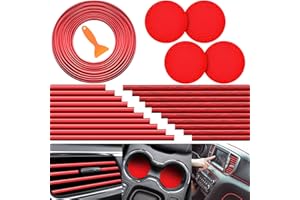 Frienda 25 Pack Universal Car Vent Trim Strips and Cup Mats Set 20 Pcs 16 Feet Air Conditioner Outlet Decor with Installation