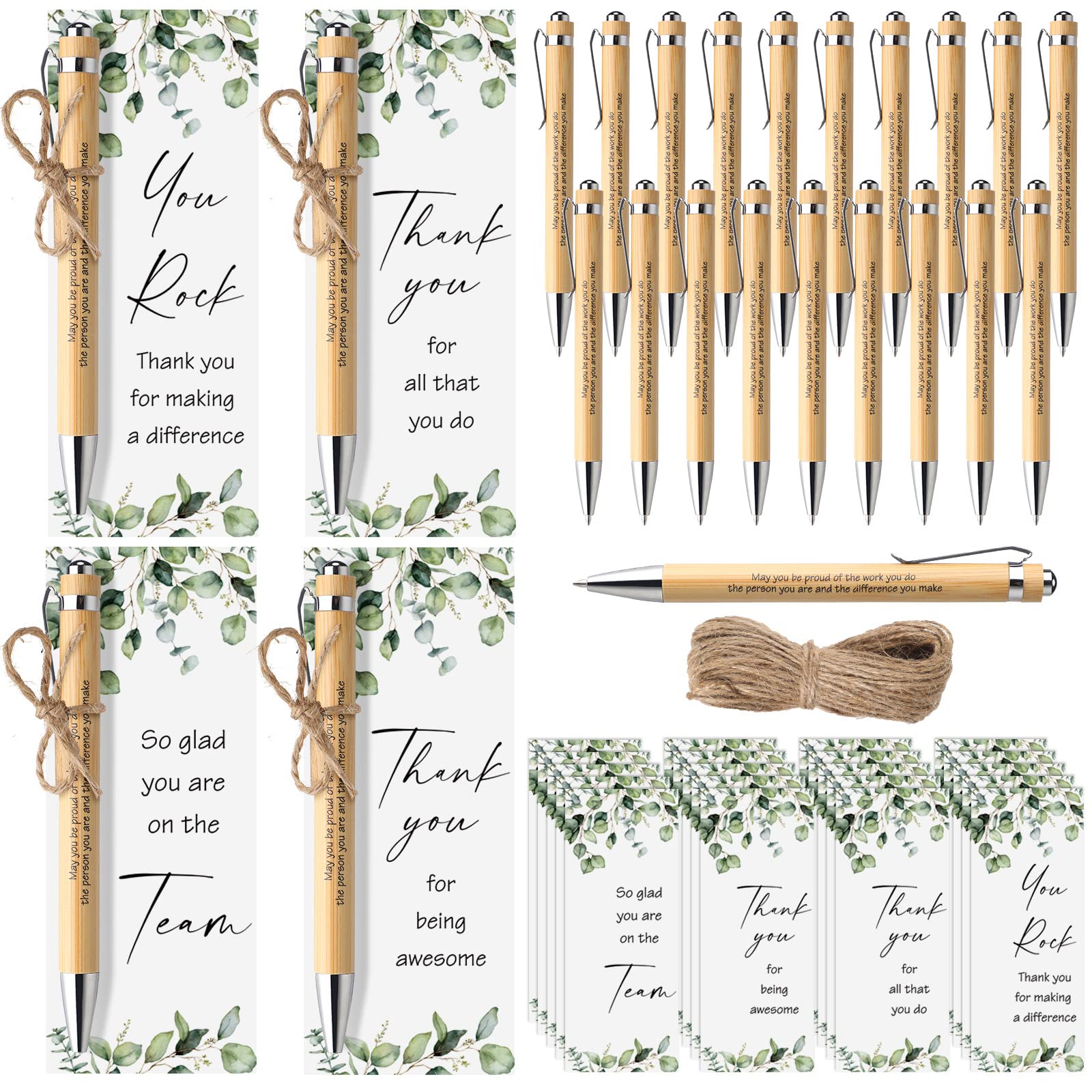 Yeaqee 49 Pcs Thank You Gifts Bulk Includes Inspirational Bamboo Pen ...